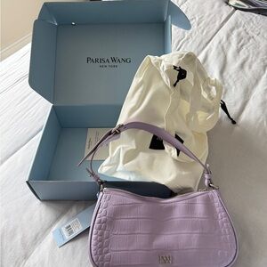 Parisa Wang Lavender Croc-Effect Shoulder Bag
